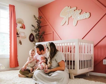 Custom wood name sign | Boho name sign | Girl Name Sign | Above crib sign | Baby shower gift | Layered Name Sign | Large wood name sign