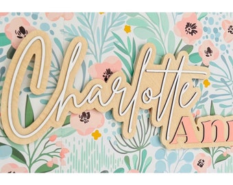 Custom wood name sign | Boho name sign | Girl Name Sign | Above crib sign | Baby shower gift | Layered Name Sign | Large wood name sign