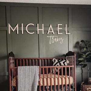 Signo de nombre de guardería / Signo de nombre de bebé de madera para guardería / Recorte de nombre de madera personalizado / Decoración personalizada de guardería / Letras de guardería de madera
