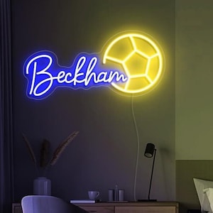 Custom Neon Sign,Personalized Name Soccer LED Neon Signs for Bedroom,Bedroom Wall Lights for Soccer Lover,Neon Soccer Gifts for Boys, Neon