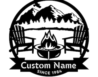 Outdoor Metallschild | Personalisiertes Lagerfeuer-Schild | Camper Dekor | Personalisierte Camping Geschenke Feuerstelle Schild Outdoor Decor Cabin Schild | Zeltplatz Schild