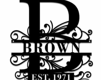 Custom family name metal monogram sign or ornament, last name sign, metal initial, personalized wedding monogram, custom anniversary gift