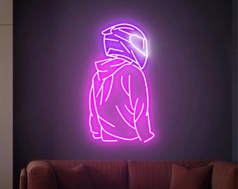 Człowiek Motocyklista Neon Znak, Dirt Bike LED Znak, Niestandardowy Neon Znak, Dekoracja Ścienna Sklepu Motocyklowego, Sztuka Ścienna Garażu Warsztatowego, Prezent Dla Taty, Neon