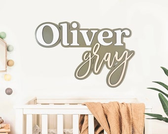 Custom wood name sign | Boho name sign | Girl Name Sign | Above crib sign | Baby shower gift | Layered Name Sign | Large wood name sign