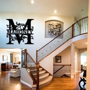Custom Metal Family Name Sign For Wall Porch Decor Personalized Metal Monogram Name Sign Last Name Signs Monogram Wall Art Housewarming Gift