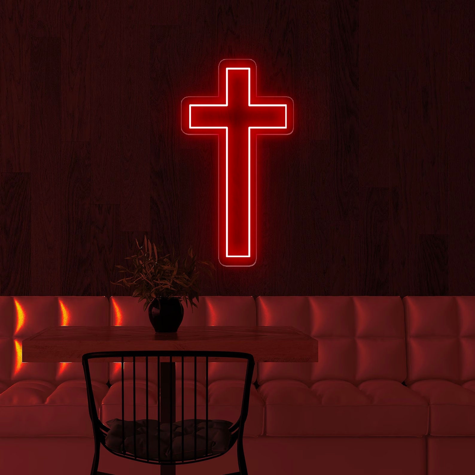 Cross Neon Sign LED Cross Sign Light Neon Cross Light Red Neon Cross ...