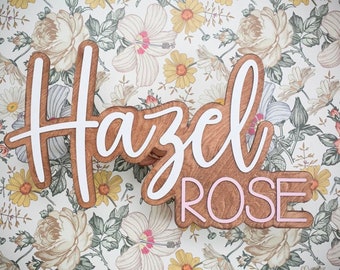 Custom wood name sign | Boho name sign | Girl Name Sign | Above crib sign | Baby shower gift | Layered Name Sign | Large wood name sign