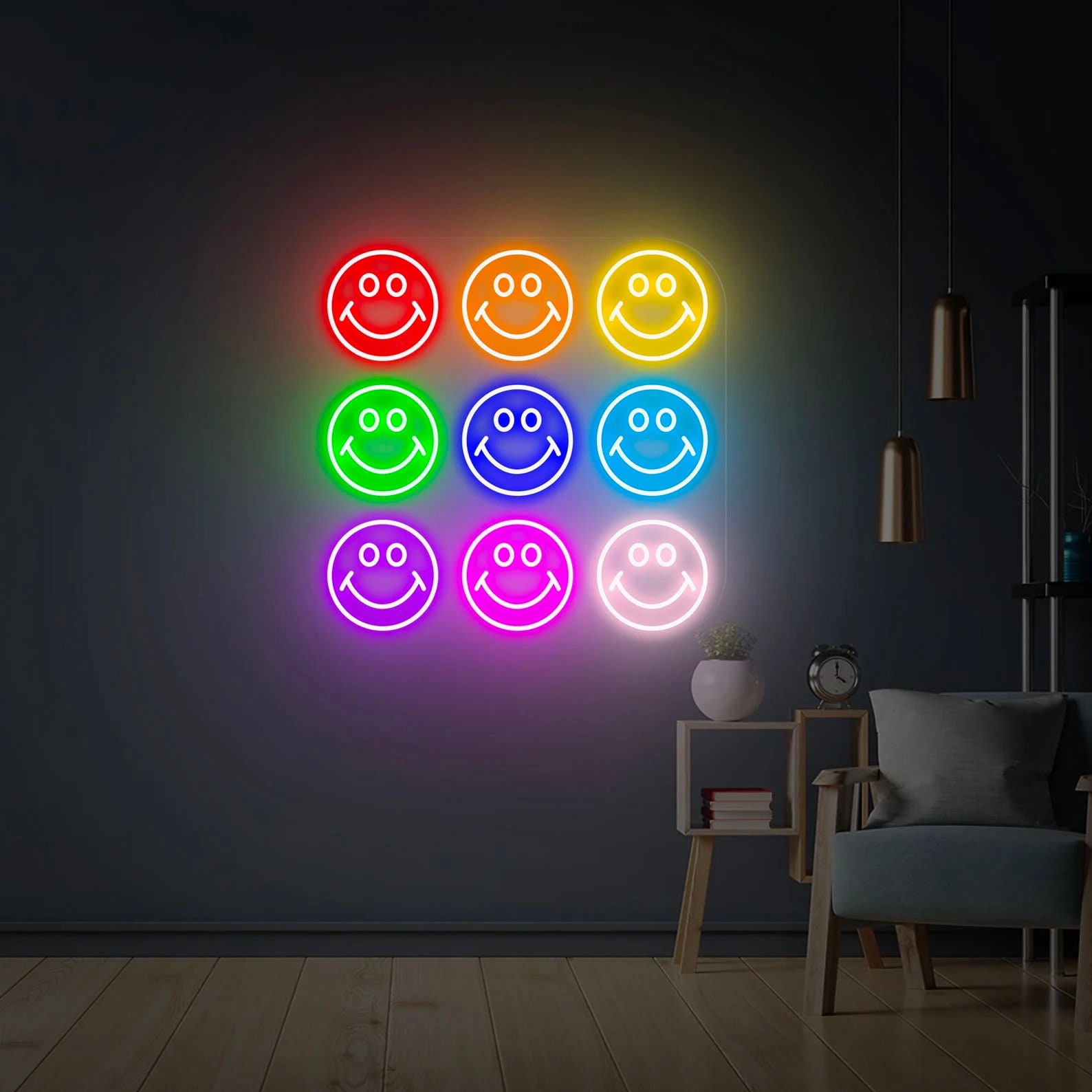 Smile Led Neon Light Happy Face Neon Sign Smile Neon Sign Etsy