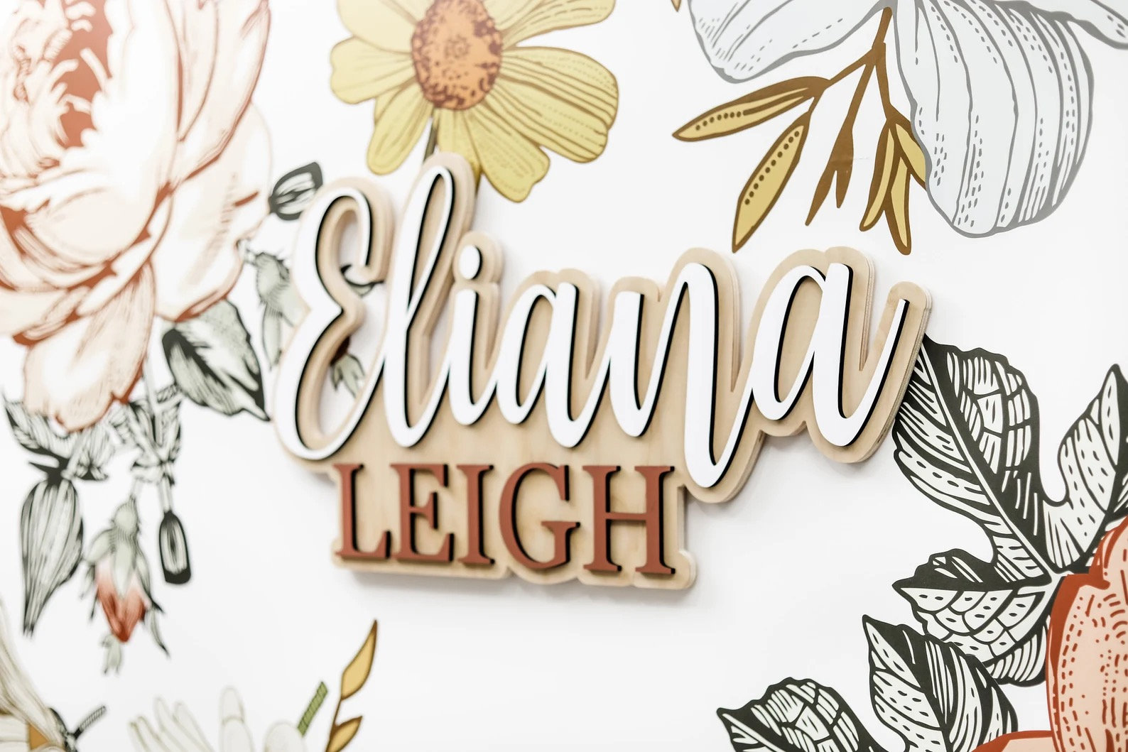 Name Sign Girl Rustic Rectangular Custom Wood Name Sign | Boho Name Sign | Girl Name Sign | Above Crib ...