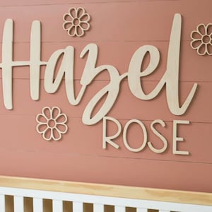 Letrero de madera personalizado con nombre de bebé / Arte de pared con letras / Arte para habitación de niños / Arte de pared para guardería / Letrero con nombre de bebé / Decoración de habitación de niños / Letrero de madera / Boho