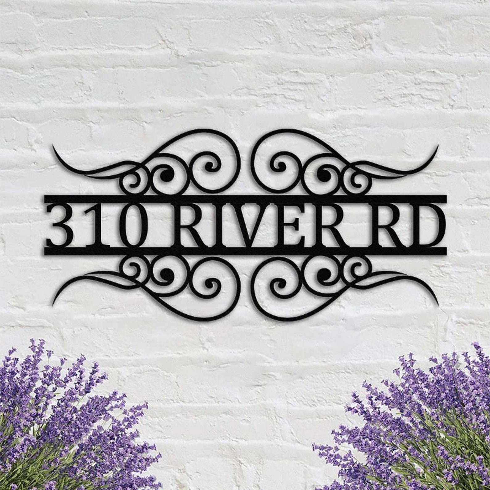 Modern Deco Metal House Number Sign | Address Sign With Street Name ...
