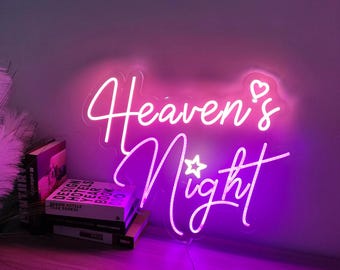 Letrero de neón "Noche del Cielo" / Letrero de neón personalizado / Letrero de neón para bodas / Letrero de neón LED para dormitorio, decoración de pared para sala de juegos, letreros de neón, regalos
