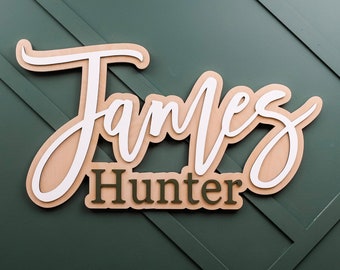Custom wood name sign | Boho name sign | Girl Name Sign | Above crib sign | Baby shower gift | Layered Name Sign | Large wood name sign