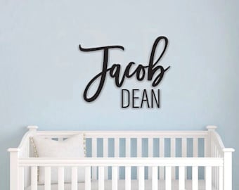 Custom Name Sign, First & Middle Name. Personalized Name Sign, Handwritten Font Personalized Wood Name Sign. Wooden Name Childrens Name sign