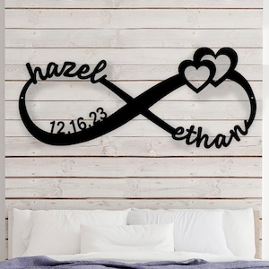 Personalized Wedding Gift for Couple | Custom Infinity Sign | Wedding Date Sign Metal Engagement Sign Anniversary Gift | Bridal Shower Gift