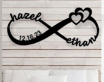 Personalized Wedding Gift for Couple | Custom Infinity Sign | Wedding Date Sign Metal Engagement Sign Anniversary Gift | Bridal Shower Gift