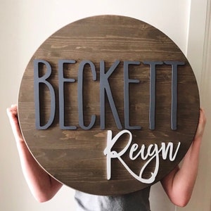 Round wood nursery name sign , name sign for nursery girl, boy, above crib sign baby shower gift, nursery decor, boho nursery, name board