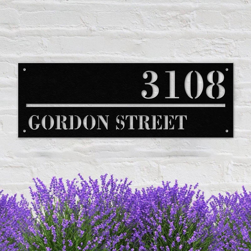 Modern Deco House Number Sign | Metal Address Number Plaque | Modern ...