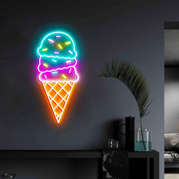 Ice Cream Neon Sign, UV printing Ramen Sign, Restaurant Neon Sign, Business Led Logo Light, Ice Cream Decor, Neon Sign for Coffee Shop