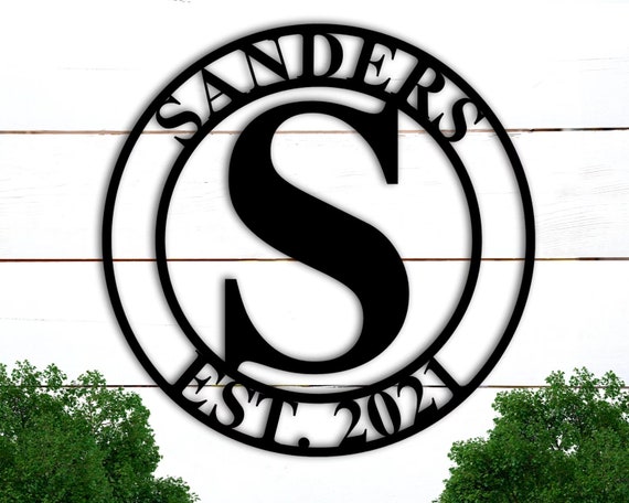 Personalized Family Name Sign, Metal Last Name Sign, Personalized Metal Name Sign, Established Last Name Sign, Metal Monogram Circle Sign