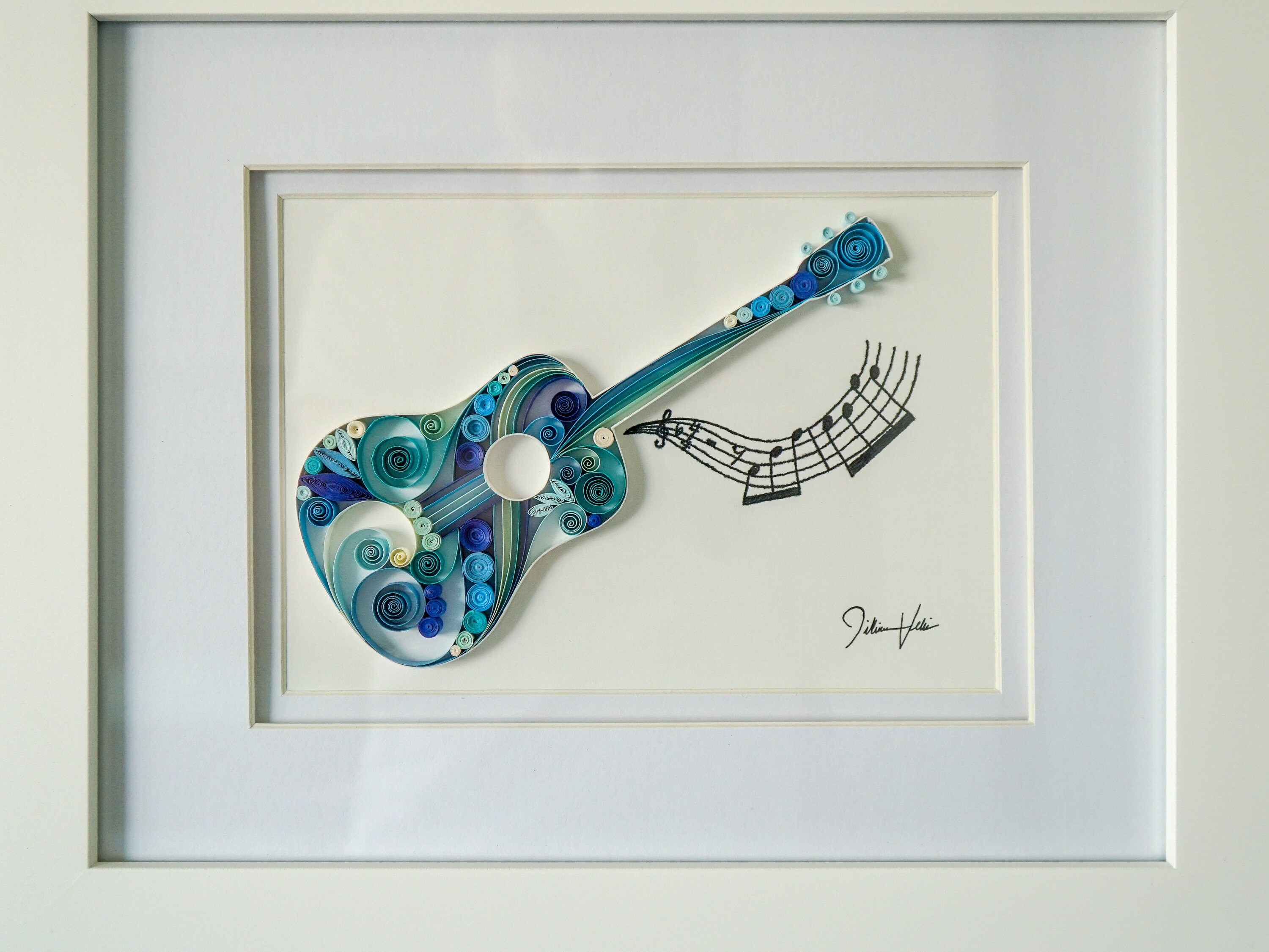 Guitar Quilled Guitar Guitar Framed Art Guitar Wall Art Etsy
