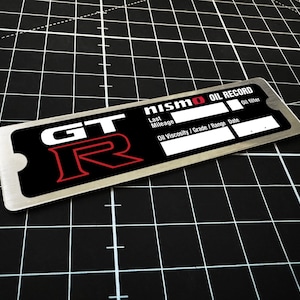 R33 / R34 Skyline / R35 GTR Oil Change Record Mount Plate & Sticker