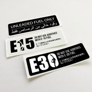 E15 E30 E85 Kanji Gas Door Stickers