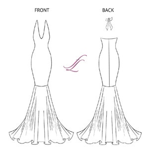 Neckholder-Stil Bodycon Meerjungfrau-Kleid, PDF Schnittmuster, digitaler Download, Abschlussball Kleid Schnittmuster, Abendkleid Schnittmuster