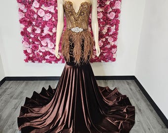 Handmade Brown Prom Dress & Bespoke Suit: Matching Couple Set - Etsy