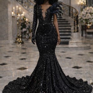 open lace back dress Plunging V-Neck Black Lace Prom Dress, Spaghetti Straps Formal Evening