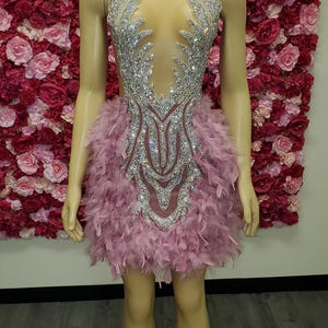 Pink Luxury Birthday Dress, Bling Rhinestone Birthday Dress, Handmade Party Dress, Haute Couture, Sexy Party Dress, Special Occasion Dress