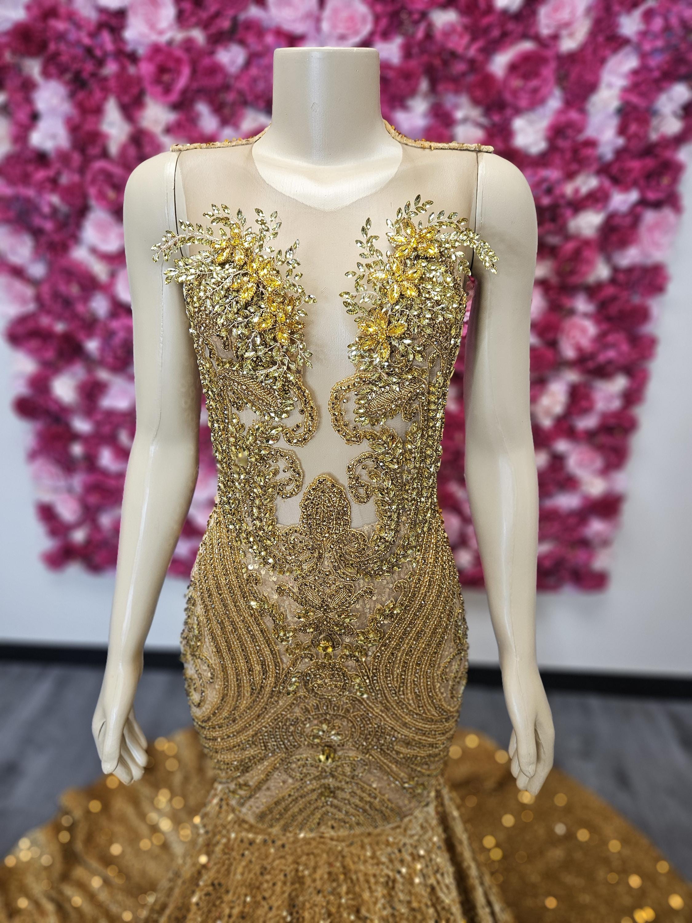 Gold Prom Dress, African Mermaid Dress, Diamond Dress, Special Occasion  Dresses, Handmade Haute Couture Gown, Luxe Dress, Evening Gown - Etsy