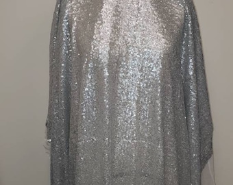 Tela de lentejuelas de plata en malla, lentejuelas de 3 mm, lentejuelas de brillo para vestido, tela de lentejuelas cortadas a medida, lote de 2 1/4 yardas, sin corte, lentejuelas de plata