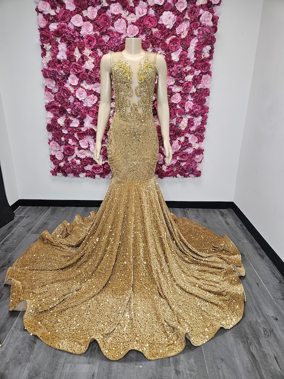 gold sequin prom dresses 2018 Dress, African Mermaid Dress, Diamond Dress, Special Occasion Dresses, Handmade Haute Couture Gown, Luxe Dress, Evening Gown short prom dresses 2024