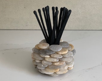 Matchstick Holder - One-of-a-Kind Multi-Colored Stone Matchstick Holder