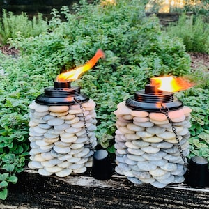 Stone Torches-Outdoor Garden or Deck Decorative One-of-a-Kind Multi-Colored Torches image 1