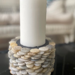 Pillar Candle Stand - One-of-a-Kind Multi-Colored Stone Candleholder