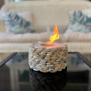 Stone Table Fire Pit - Indoor/Outdoor Clean-Burning Decorative One-of-a-Kind Multi-Colored Table Fire Pit