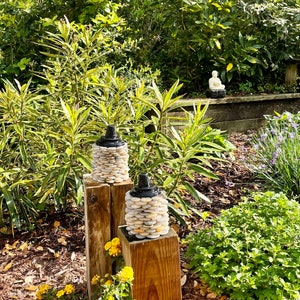 Stone Torches-Outdoor Garden or Deck Decorative One-of-a-Kind Multi-Colored Torches image 3