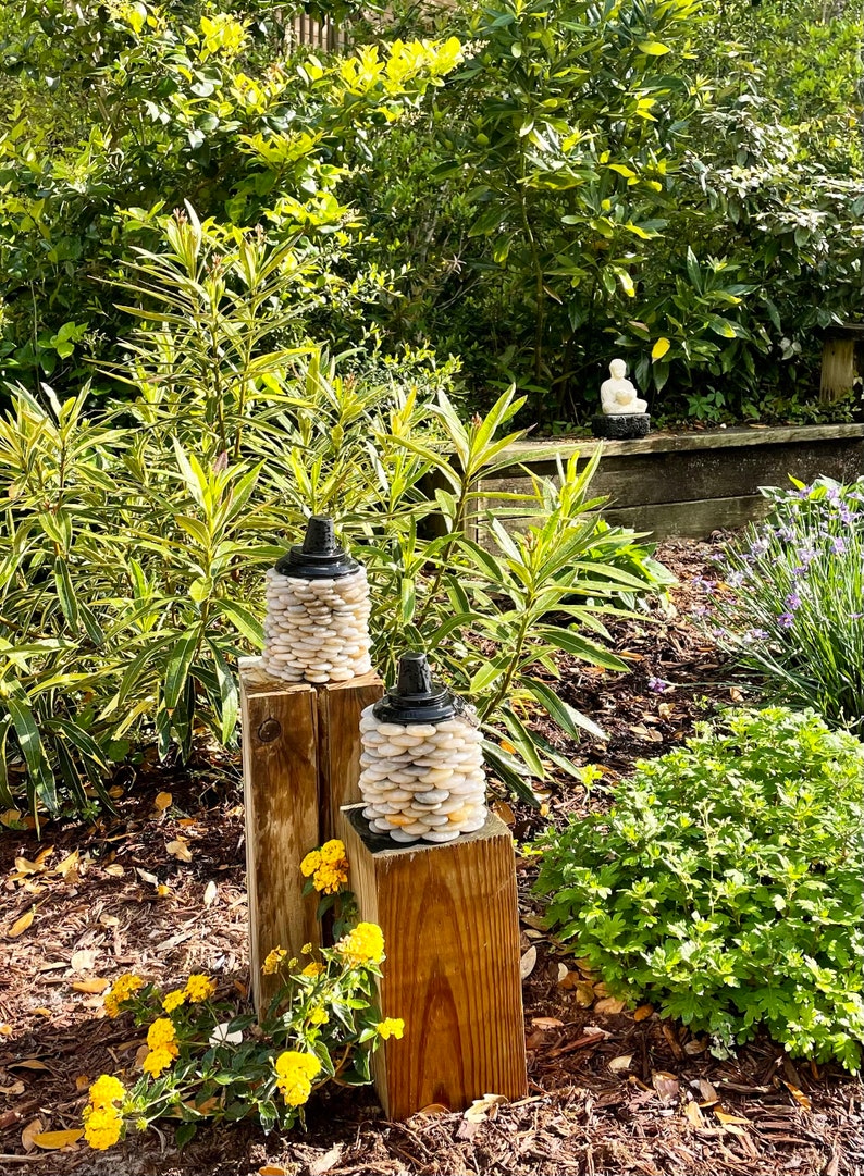 Stone Torches-Outdoor Garden or Deck Decorative One-of-a-Kind Multi-Colored Torches image 3