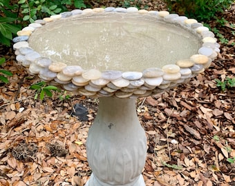 Stone & Cement Bird Bath Basin – Handmade Outdoor Garden Birdbath Bowl, Natural Yard Art Decor (Pedestal Not Included)