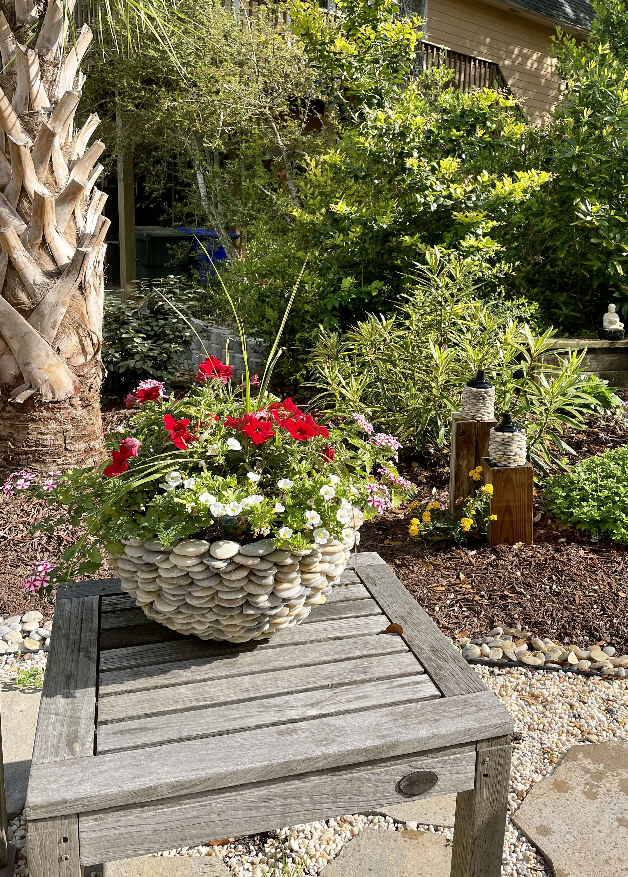 Large Rocks Planters Large Stone Planter – Handmade Outdoor or Indoor Garden Pot, Natural ...