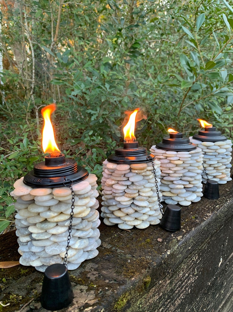 Stone Torches-Outdoor Garden or Deck Decorative One-of-a-Kind Multi-Colored Torches image 6