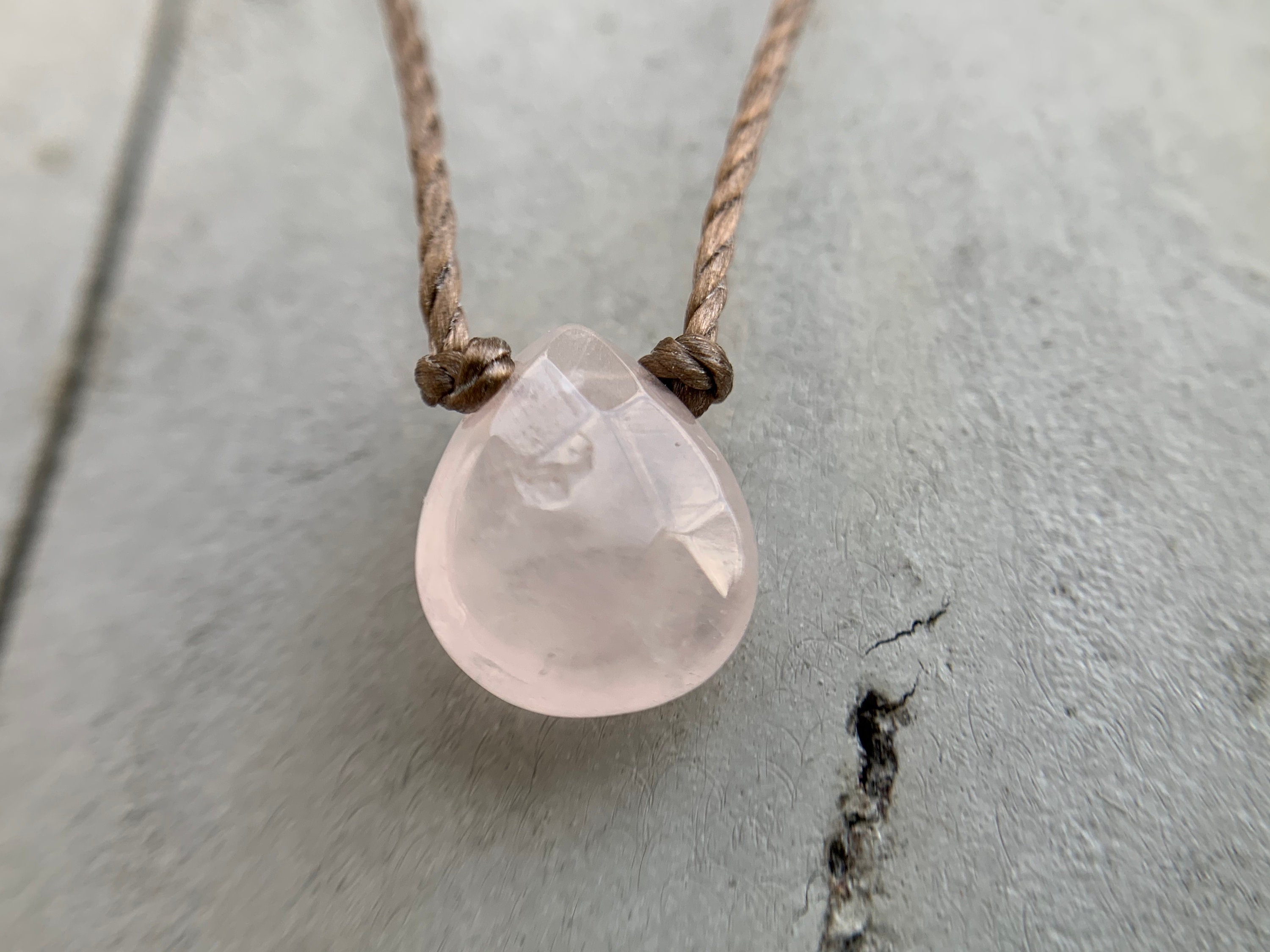 Rose Quartz Teardrop Necklace Etsy UK