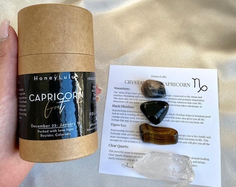 Capricorn Crystal Kit – Zodiac Healing Stones for Ambition (Gift Set)