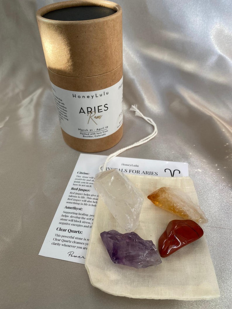Aries Zodiac Crystal Healing Kit Crystal Kit Self Care Etsy