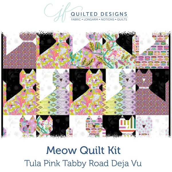 Meow Quilt Kit - Tula Pink Tabby Road Deja Vu - DÉPÔT DE PRÉCOMMANDE - Juillet 2024