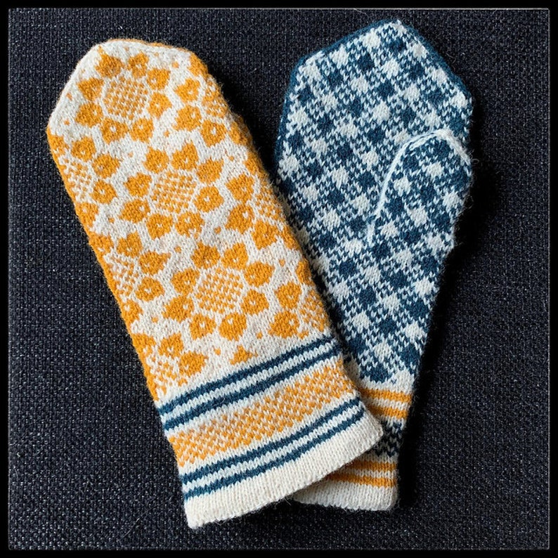 Ukrainian mitts Digital Knitting Pattern, Knitting Pattern pdf, Hand knitted UKRAINE pdf, Digital Pattern, Digital File mitts, tutorials image 1