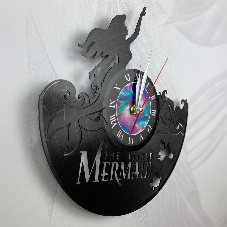 Under the Sea Vinyl Clock Mermaid Laser Cut Design Vinyl Record Decor
