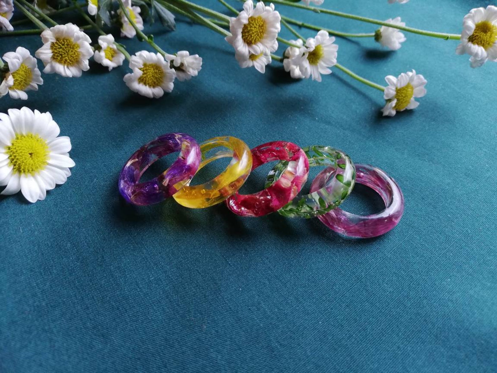 Pressed Flower Resin Rings Made to Order Statement Chunky Etsy
